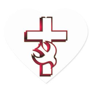 Cross and Holy Spirit / Holy Ghost Heart Sticker