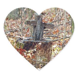 Cross in the Woods Heart Sticker