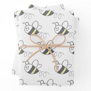 Cross Stitch Pattern Print Cute Bee   Sheets