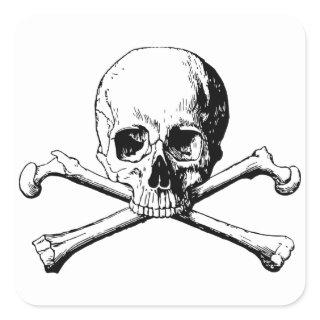 Crossbones skull square sticker