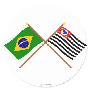 Crossed Flags of Brazil and São Paulo Classic Round Sticker