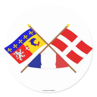 Crossed flags of Rhône-Alpes and Haute-Savoie Classic Round Sticker