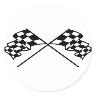 Crossed Racing Flags Classic Round Sticker
