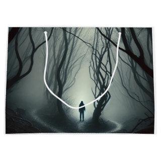 Crossroads in the Fog - Gloomy Forest Art Print Large Gift Bag