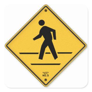 Crosswalk Safety Walking Road Sign Square Sticker