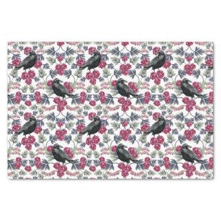 Crow, Bleeding Heart & Roses Floral Pattern Tissue Paper