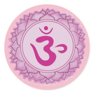 Crown Pink chakra Classic Round Sticker, Glossy Classic Round Sticker