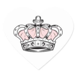 Crown - Pink Heart Sticker