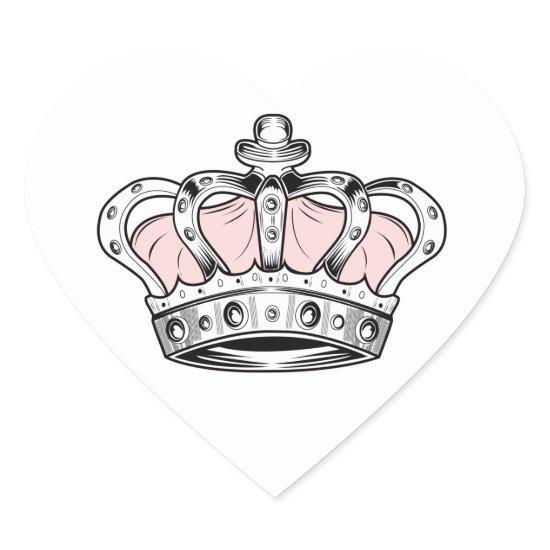 Crown - Pink Heart Sticker