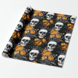 Crowned Skulls with Orange Roses