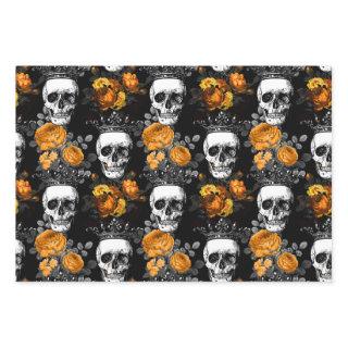 Crowned Skulls with Orange Roses  Sheets