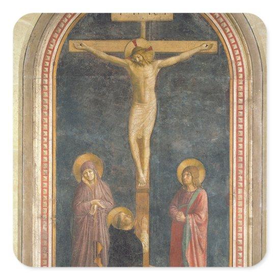 Crucifixion with the Virgin, SS. John the Evangeli Square Sticker