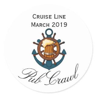 Cruise Pub Crawl Activitiy Day Drinking Classic Round Sticker