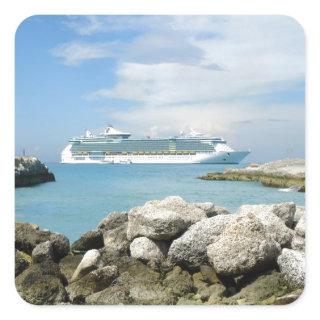 Cruise Ship at CocoCay Square Sticker