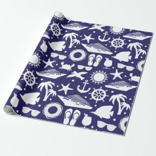 Cruise Ship Patterned Navy Blue and White