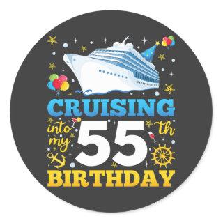 Cruising Into My 55 Birthday Party Classic Round Sticker