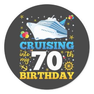 Cruising Into My 70 Birthday Party Classic Round Sticker