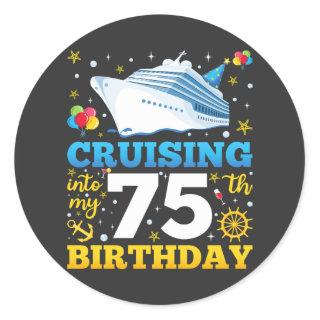 Cruising Into My 75 Birthday Party Classic Round Sticker