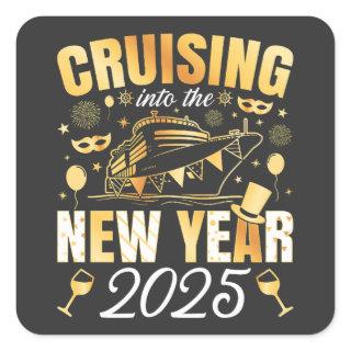 Cruising Into the New Year Cruise 2025 Square Sticker