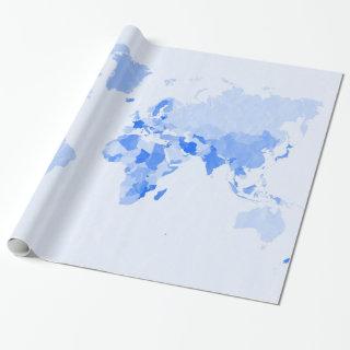 Crumpled Pale Blue World Map