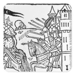 Crusading knights ride out to do Battle Square Sticker