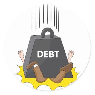 Crushing Debt Cartoon Anvil Classic Round Sticker