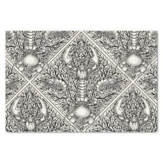 Crustacean in black and natural white tissue paper