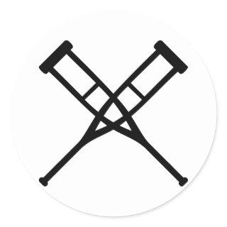 crutches crossed classic round sticker