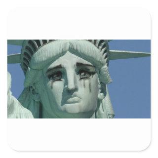 Crying Statue of Liberty Square Sticker