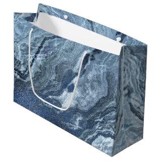 Crystalized Blue Agate | Dusty Slate Marbled Stone Large Gift Bag