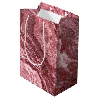 Crystalized Red Agate | Ruby Crimson Marbled Stone Medium Gift Bag