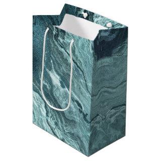 Crystalized Teal Agate | Dark Aqua Marbled Stone Medium Gift Bag