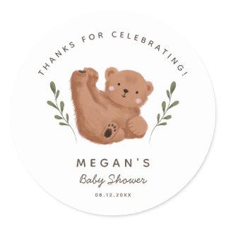 Cub Bear Gender Neutral Baby Shower Classic Round Sticker