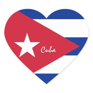 Cuba Heart Sticker, Patriotic Cuban Flag Heart Sticker