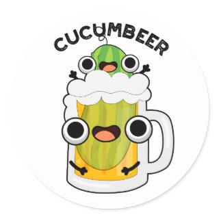 Cucum-beer Funny Beer Pun  Classic Round Sticker