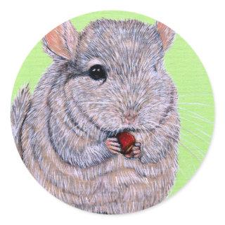 Cuddly Nibbling Chinchilla Painting Classic Round Sticker