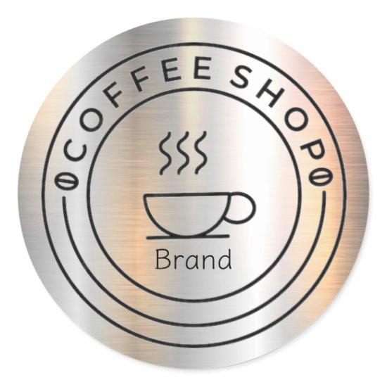 Cup Cafe Business Coffee Shop  Classic Round Sticker