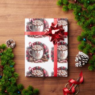 Cup Hot Chocolate Candy Cane Plaid Napkin