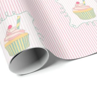 Cupcake and Pink Stripes Fun Edible