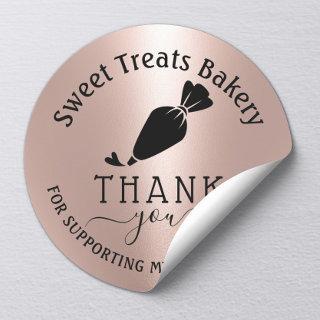 Cupcake Bakery Thank You For Your Order Rose Gold Classic Round Sticker