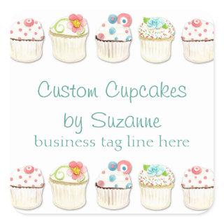 Cupcake Dessert Baking Bakery Business Identity Square Sticker