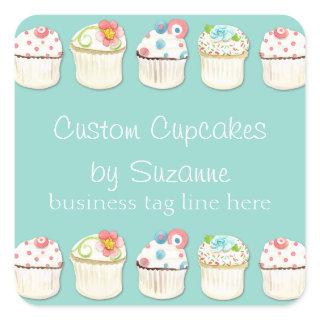 Cupcake Dessert Baking Bakery Business Identity Square Sticker