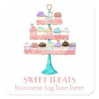 Cupcake Dessert Baking Bakery Business Package Square Sticker