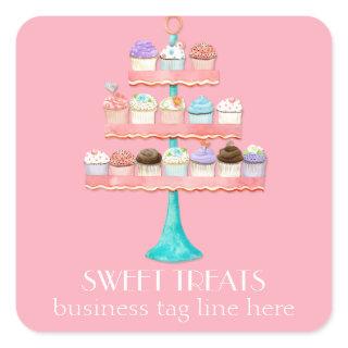Cupcake Dessert Baking Bakery Business Package Square Sticker
