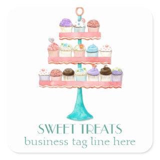 Cupcake Dessert Baking Bakery Business Package Square Sticker