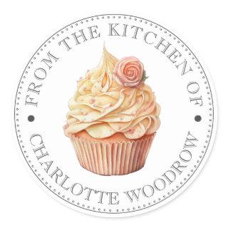 Cupcake Vanilla Rose  Classic Round Sticker