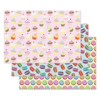 Cupcakes Macaroons and Candy Swirls Patterns  Sheets