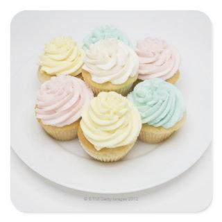 Cupcakes on White Plate Square Sticker