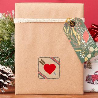 Cupid Heart with Arrow Romantic Valentines Pattern Square Sticker