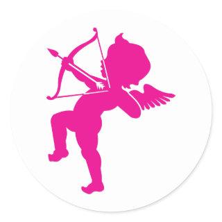 Cupid - Hot Pink Cupid's Bow and Arrow of Love Classic Round Sticker